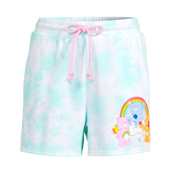 CareBears Shorts Womens Small Relaxed Mint Green Tie Dye Throwback Retro Fan - Picture 2 of 13